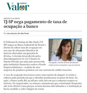 TJ-SP nega pagamento de taxa de ocupação a banco